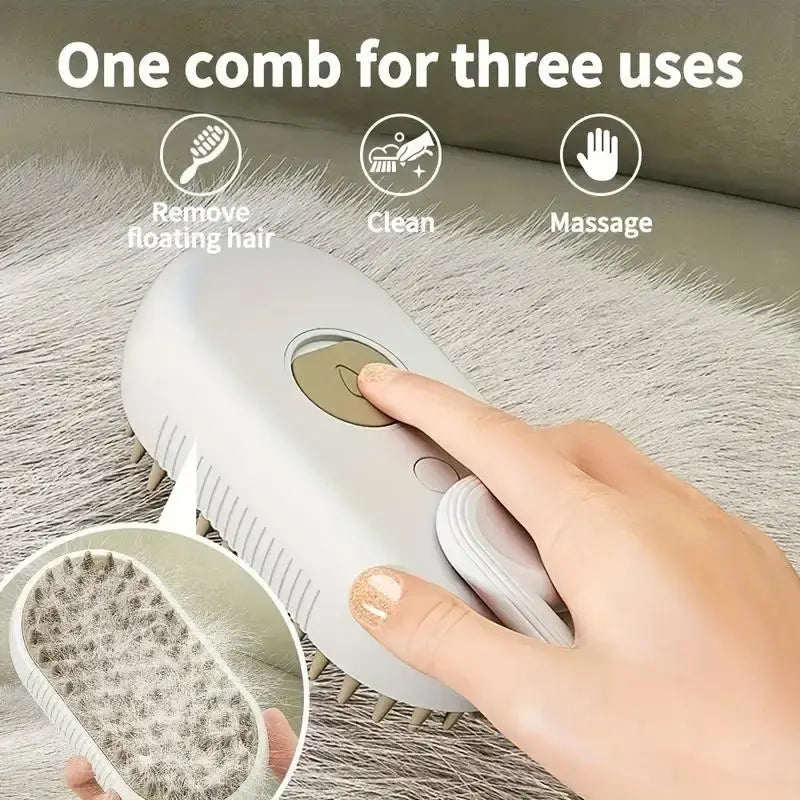 3-in-1 Pet Grooming Steamer Brush