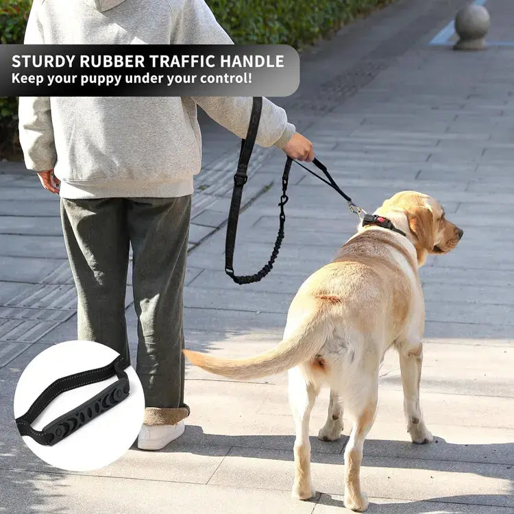 4 FT Dual Handle No-Pull Reflective Tactical Bungee Dog Leash