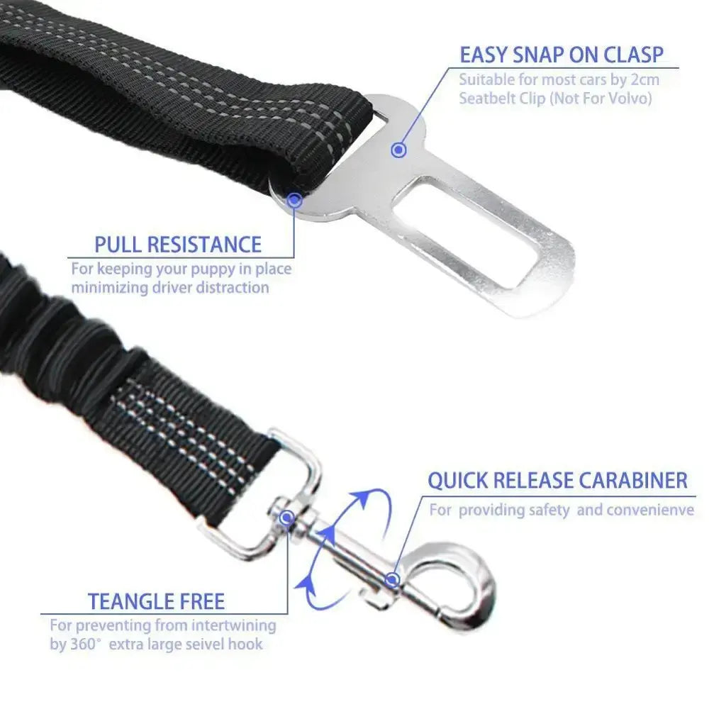 Reflective Adjustable Bungee Nylon Dog Car Seat Belt