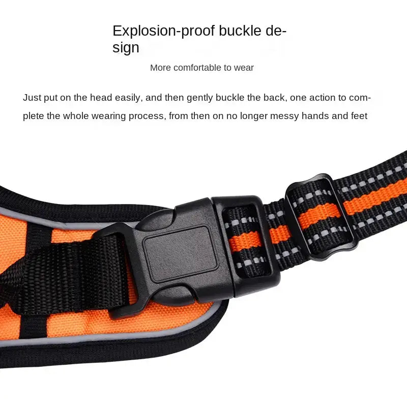 Reflective Dog Harness with Handle and Explosion-Proof Buckle