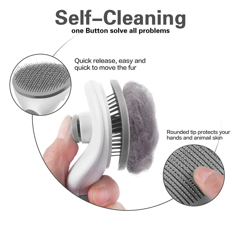 Self-Cleaning Pet Grooming Brush for Dogs & Cats