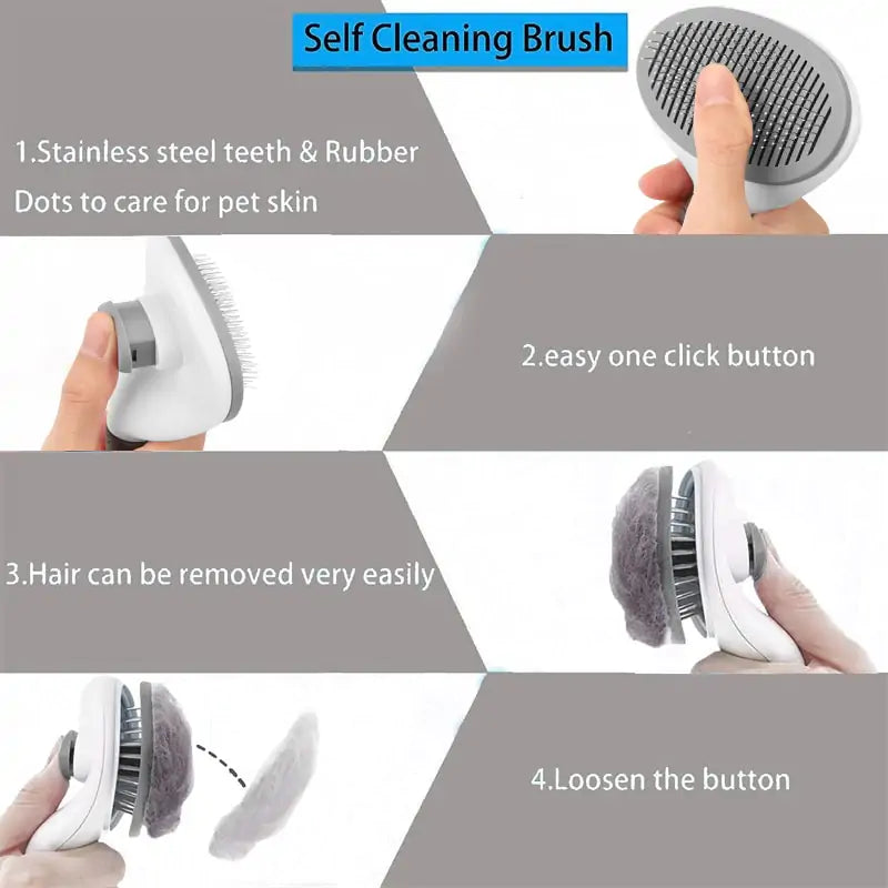 Self-Cleaning Pet Grooming Brush for Dogs & Cats