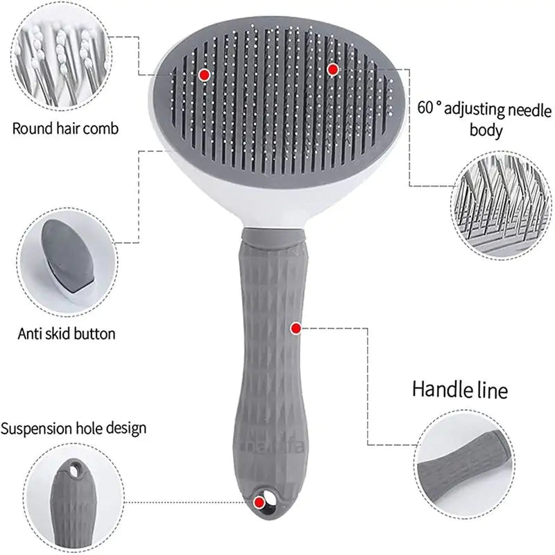 Self-Cleaning Pet Grooming Brush for Dogs & Cats